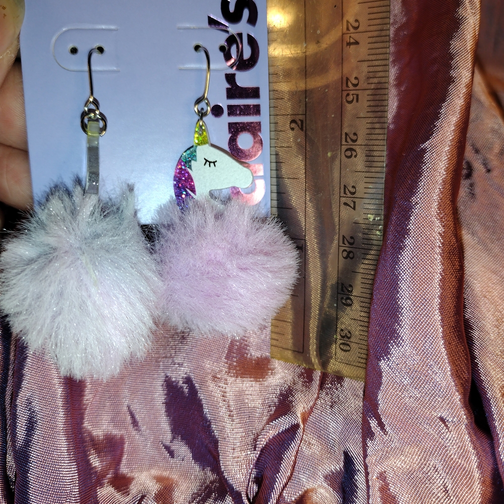 Claire's Pastel Unicorn Pom Pom Earrings